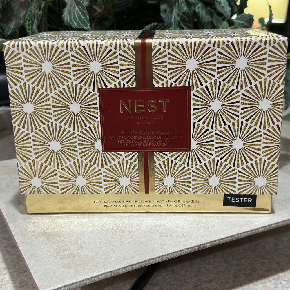 NEST Fragrances Birchwood Pine Candle & Reed Diffuser Holiday Tester 8.1oz